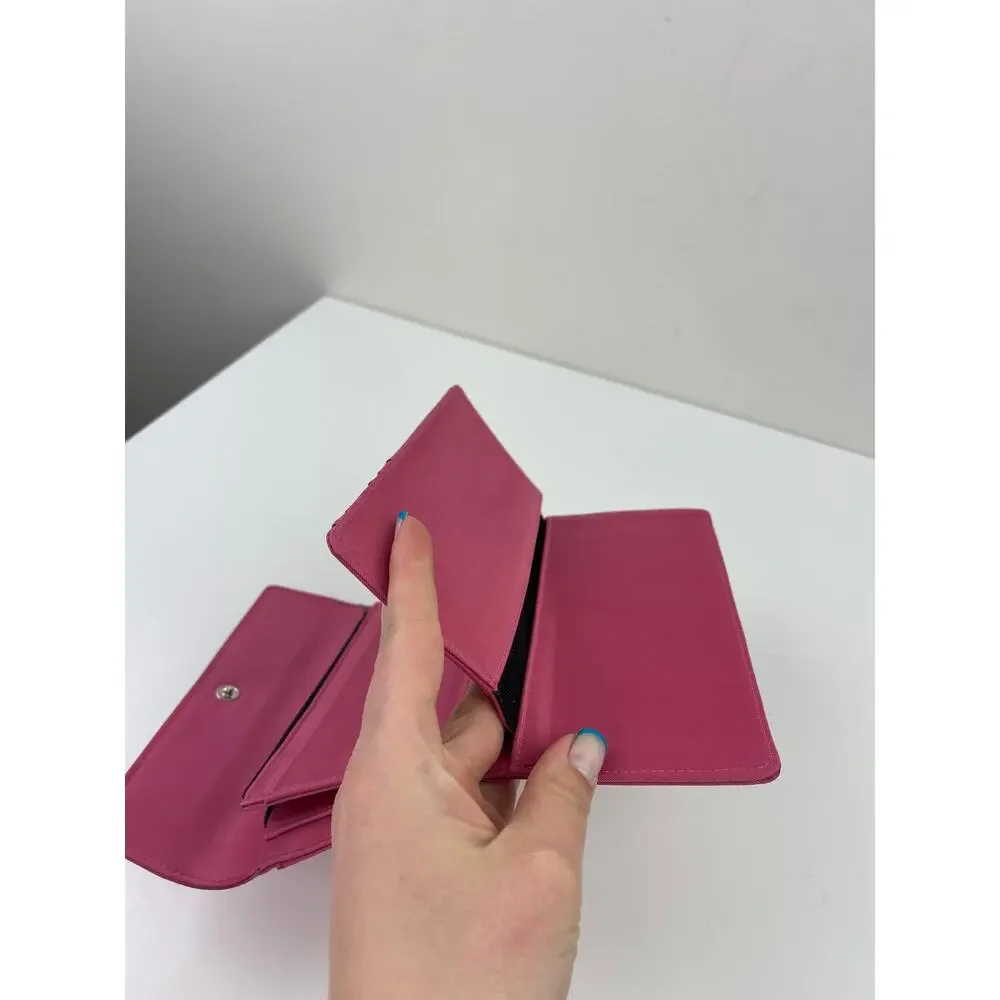 VTG Kate Spade Bubblegum Pink Foldover Clutch Wallet Barbiecore Card Money Y2K - Picture 6 of 10